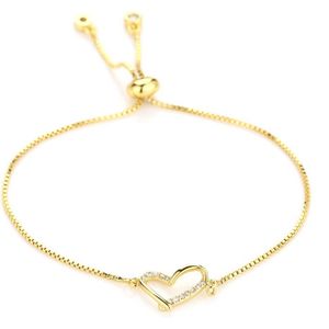 Romance armband - Verstelbaar - One Size - Strass - Lovely - Liefde - Valentijn - Goudkleurig