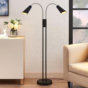 Lucande - vloerlamp - 2 lichts - metaal - H: 124 cm - GU10 - zwart, goud