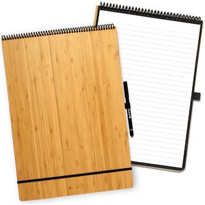Bambook Notepad - Hardcover - A4 - Pagina's: Blanco & Gelinieerd - Met 1 gratis stift - Uitwisbaar schrijfblok / herbruikbaar notitieblok / duurzaam kladblok / whiteboard collegeblok