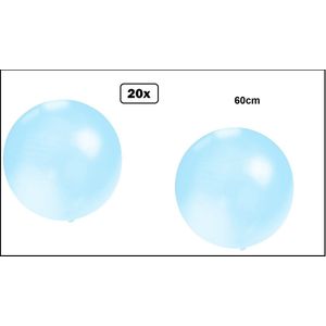 20x Mega Ballon 60 cm licht blauw - Ballon carnaval festival feest party verjaardag landen helium lucht thema