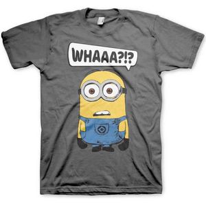 Minions Heren Tshirt -S- Whaaa?!? Grijs