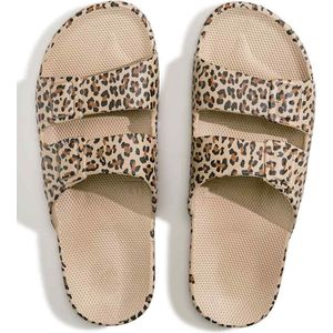 Freedom Moses Slippers Wild Cat Sands Ecru met Panter print - Maat 38-39