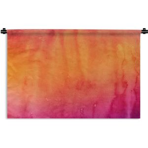 Wandkleed Waterverf Abstract - Abstract kunstwerk gemaakt met waterverf en blauwe met oranje en rode kleuren Wandkleed katoen 150x100 cm - Wandtapijt met foto