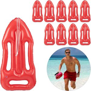 Relaxdays 10x Reddingsplank - opblaasbaar - reddingsboei - zwembad speelgoed - rood