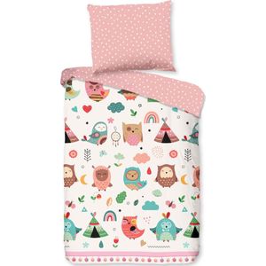 Leuke kids dekbedovertrek Owl - 100x135 (ledikant) - vrolijke uitstraling - hoogwaardige kwaliteit - heerlijk zacht en comfortabel - ademend en huidvriendelijk - ideaal voor de kinderkamer