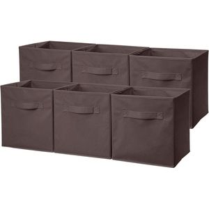 Opvouwbare opbergmand set van 6 bruin 31 x 31 x 31 cm - BRIAN & DANY Wicker Storage Basket (2-5)