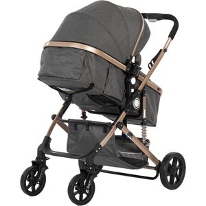 K IKIDO Kinderwagen 2 in 1 - Wandelwagen - Makkelijk opvouwbaar - verstelbare zonnescherm luifel - Grijs - 0-36 Maanden