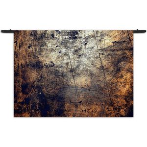 Velours Wandkleed Boomstam - Boomschors - Hout Patroon Rechthoek Horizontaal XXL (130 X 180 CM) - Wandkleden - Met roedes