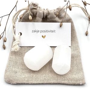 Zakje Positiviteit - Seleniet (positief denken, mindfulness, relax, rust, liefde, kracht, edelsteen, edelstenen, hart, kristallen, brievenbus cadeau, kleine cadeautjes, geluk, zen, gepersonaliseerd cadeau)