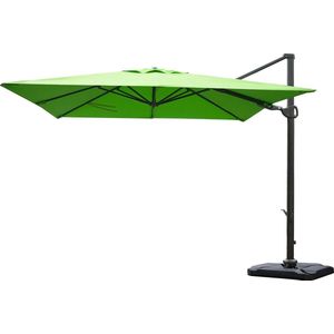 Cosmo Casa Restaurant Zweefparasol - Zwenkbaar - Polyester/Aluminium - 31kg - Groen - Met Standaard - 3x3m (Ø4.24m)