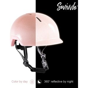 Swivvle® reflecterende fietshelm - Geschikt voor elektrische fiets - 360° reflector helm in Rosy Pink - Mips helm met NTA8776 certificaat - maat M (55-58 cm) - model Sirius