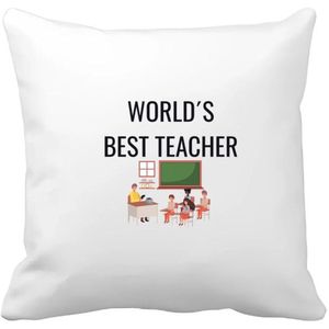 Akyol - worlds best teacher Kussen hoes - Docent - cadeau docent - cadeau - juf bedankt cadeau - meester bedankt cadeau - leerkracht bedankt cadeau - cadeau - 40 bij 40 cm
