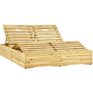 vidaXL Ligbed tweepersoons met kussens geïmpregneerd grenenhout - Zonnestoel - Zonnestoelen - Zonnebed - Zonnebedden