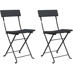 vidaXL Bistrostoelen - Inklapbaar - 2 stuks - Zwart Tuinstoel - Bistrostoel - Klapstoel - Buitentijns Meubel - Zwarte Stoel