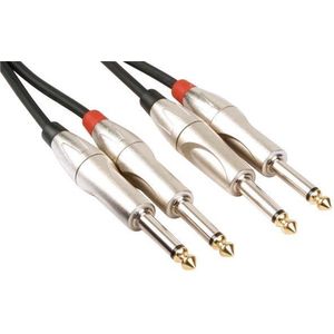HQ-Power Jack-kabel, 2 x jack 6.35 mm mannelijk, 2 x jack 6.35 mm mannelijk, mono, 5 m, perfect voor geluidsoverdracht