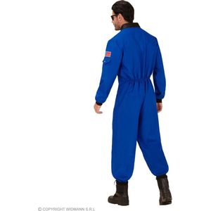Widmann - Science Fiction & Space Kostuum - Amerikaanse Astronaut Neil Strongarm - Man - Blauw - Medium - Carnavalskleding - Verkleedkleding