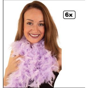 6x Boa pastel paars 180 cm - carnaval veren sjaal pastel festival feest party