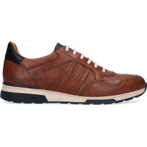 Manfield - Heren - Cognac leren sneakers - Maat 40