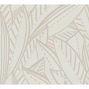 PALMBLADEREN BEHANG | Botanisch - Wit Grijs - A.S. Création French Affair