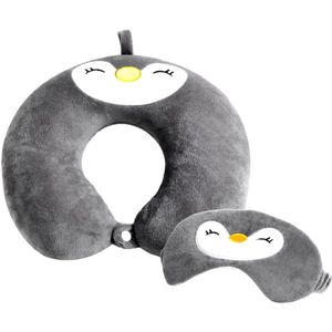 Titel: U-vormig reiskussen en oogmasker set voor kinderen met pinguïn design