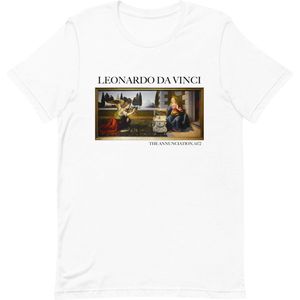 Leonardo da Vinci 'De Annunciatie' (""The Annunciation"") Beroemd Schilderij T-Shirt | Unisex Klassiek Kunst T-shirt | Wit | S