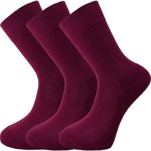 Bamboe sokken - Unisex - 3 paar - Bordeaux Rood - maat 35-37 - Extra dikke zool – Zacht en antibacterieel