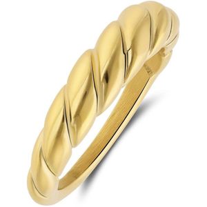Lucardi Dames Stalen goldplated ring draai 5,5mm - Ring - Staal - Goud - 18 / 57 mm