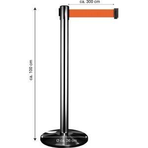 in-liner - afzetpaal - inox- lint fel oranje 3 meter - 11 kg - 2 jaar garantie