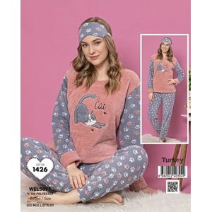 Sophia Mila Dames Luxe Pyjama | 2-delige Set | Roze | Lange Mouwen | Pyjama Dames Volwassenen | Pyjama Dames | Maat M
