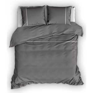 Premium Egyptisch Percale Katoen Tweepersoons Dekbedovertrek Stripe Antraciet/Wit | 200x200/220 | Zacht En Elegant | Excellente kwaliteit