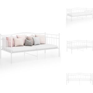 vidaXL Bedbank Nola - Slaapbankframe 206.5x95x89.5 cm - Wit - metaal - Geschikte matras 90x200 cm - Montage vereist - Bed