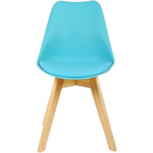 Ergonomische houten kuipstoel - eetkamerstoel - stevige beukenhouten poten - modern & stijlvol - blauw - 48x42x82 cm