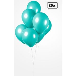25x Ballon turquoise 30cm - Festival feest party verjaardag landen helium lucht thema