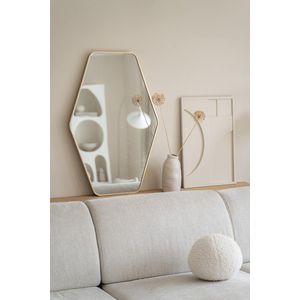 Nordic Style® Wandspiegel 90x60cm | Zacht Goud | Scandinavische Spiegels | Hexagon | Wandspiegel | Badkamerspiegel | Gangspiegel