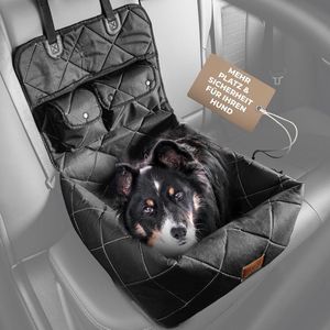 Premium hondenautostoel dubbel veilig met 2 wegbeveiliging - autostoel hond ook voor middelgrote honden - 2-in-1 hondenbed auto eenvoudig op te bouwen, comfortabel en stijlvol