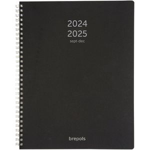 Brepols agenda 2024-2025 - 16 MAANDEN - A4 POLYPROP - Weekoverzicht - Zwart - 21 x 27 cm