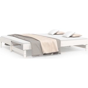 vidaXL - Slaapbank - uitschuifbaar - 2x(x200) - cm - massief - grenenhout - wit