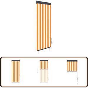 vidaXL Rolgordijn Buiten - 60x250 cm - Wit/Oranje Tuinrolgordijn - Rolgordijn - Zonwering - Buitengordijn - Balkondecoratie