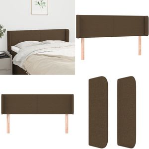 vidaXL Hoofdbord met randen 147x16x78/88 cm stof donkerbruin - Hoofdbord - Hoofdborden - Hoofdeinde - Houten Hoofdbord