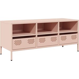 vidaXL - Tv-meubel - 101,5x39x43,5 - cm - koudgewalst - staal - roze