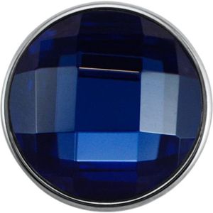 Quiges - Dames Click Button Drukknoop 18mm Facet Geslepen Glas Donker Blauw - EBCM048