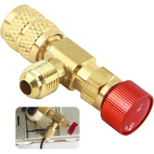 Veiligheidsventiel messing 1/4 inch - 5/16 inch aansluitadapter doorstroomregelventiel - Effectieve bescherming tegen koelmiddelverlies voor airconditioning.
