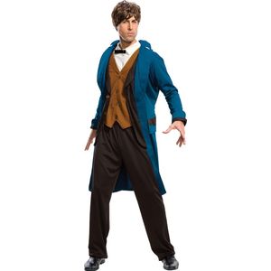 Rubies - Harry Potter Kostuum - Newt Scamander Kostuum - Blauw, Bruin - Maat 48-50 - Carnavalskleding - Verkleedkleding