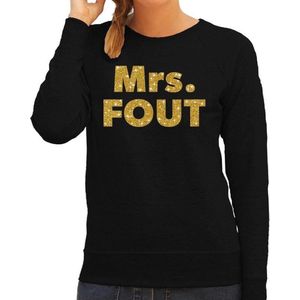 Mrs. Fout sweater - gouden glitter tekst trui zwart voor dames - Foute party kleding XS