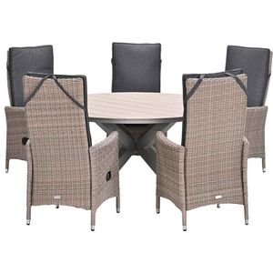 Garden Impressions Collin tuinset 6-delig - Tulli tuintafel Ø148x75 cm - light teak vironwood