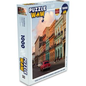 Puzzel Oude auto's voor de kleurrijke gebouwen van Cuba - Legpuzzel - Puzzel 1000 stukjes volwassenen
