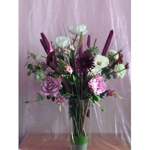 Zijden bloemen boeket  gecombineerd met droogbloemen/ 75cm/ kunstbloemen/ droogbloemen / cadeau/ wooninterieur