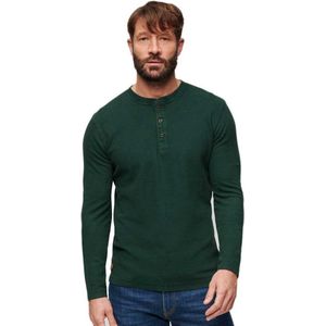 Superdry Waffle Henley Lange Mouwen Ronde Nek T-shirt Groen S Man