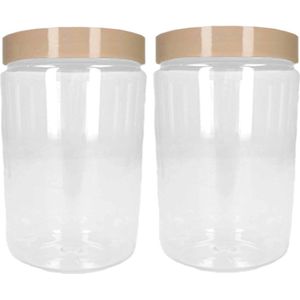 PlasticForte Voorraadpot/bewaarpot - 2x - 450 ml - kunststof - beige - B7 x H13 cm