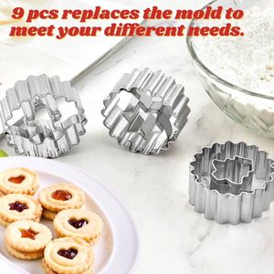 9 stuks roestvrijstalen uitsteekvormen voor taartdecoraties, suikercake, koekjes